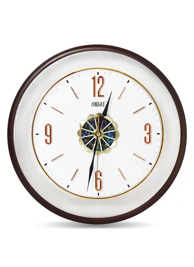37cm Decorative Silent Round Wall Clock Non-Ticking Battery Operated For Home, Office - Brown
