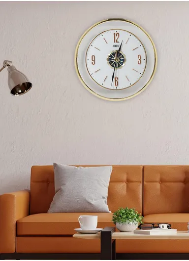 37cm Decorative Silent Round Wall Clock Non-Ticking Battery Operated For Home, Office - Gold