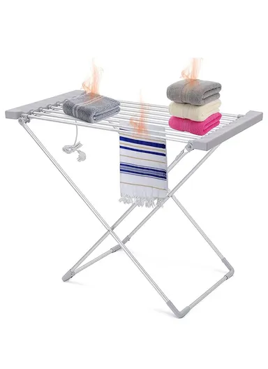120W 45-55℃ Constant Temperature Aluminum Alloy Electric Clothes Rack With 8 Heating Tubes ETW39AL (W94 x D50 x H74)cm