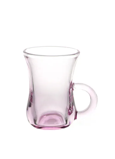 6Pcs 90ml Glass Cups Set With Comfortable Grip HB-2330 - Pink