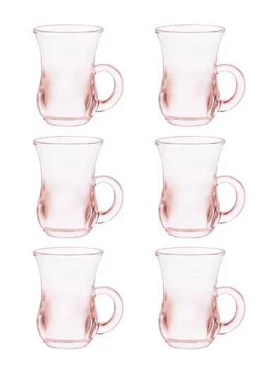 6Pcs 90ml Glass Cups Set With Comfortable Grip HB-2330 - Brown