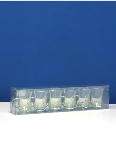 6Pcs 90ml Glass Cups Set With Comfortable Grip HB-2330 - Brown