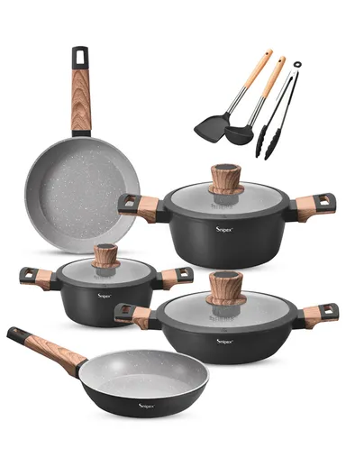 11Pcs Marble Coating Versatile Family Cookware Ensemble Set