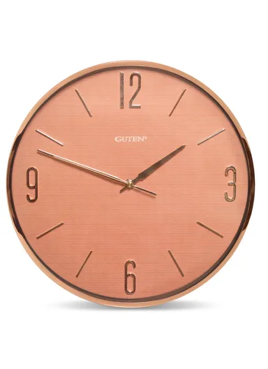 35cm Decorative Simple Design Silent Round Wall Clock Battery Operated For Home, Office - Bronze