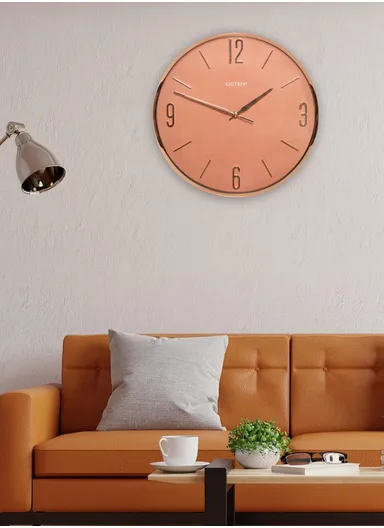 35cm Decorative Simple Design Silent Round Wall Clock Battery Operated For Home, Office - Bronze