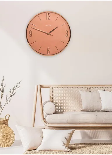 35cm Decorative Simple Design Silent Round Wall Clock Battery Operated For Home, Office - Bronze