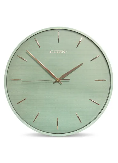 35cm Decorative Simple Design Silent Round Wall Clock Battery Operated For Home, Office - Green