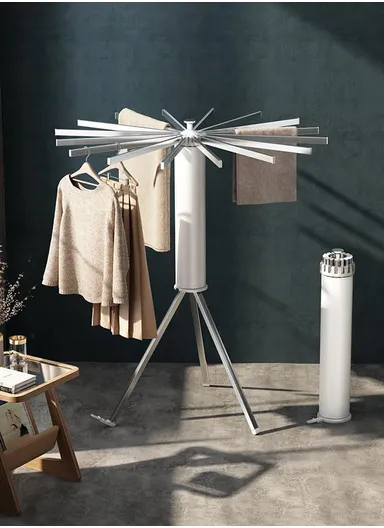 Portable Foldable Octopus Clothes Drying Rack with Tripod Cylinder Design JL-03B (L120 x W111)cm  - Silver &amp; White
