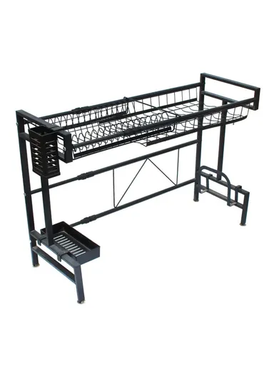 2-Layer Kitchen Dish Drying Rack Over The Sink Dish Drainer for Kitchen Storage Counter (L60 x W95 x H55)cm - Black