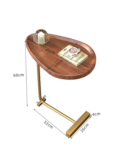 Small C-Shaped Coffee Table 3.4 Carbon Steel &amp; MDF, Space-Saving Mid-Century Modern Design