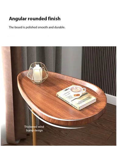 Small C-Shaped Coffee Table 3.4 Carbon Steel &amp; MDF, Space-Saving Mid-Century Modern Design