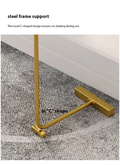 Small C-Shaped Coffee Table 3.4 Carbon Steel &amp; MDF, Space-Saving Mid-Century Modern Design