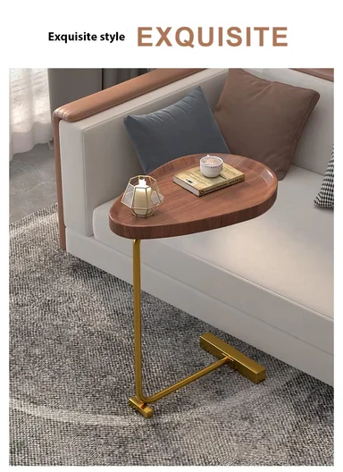 Small C-Shaped Coffee Table 3.4 Carbon Steel &amp; MDF, Space-Saving Mid-Century Modern Design