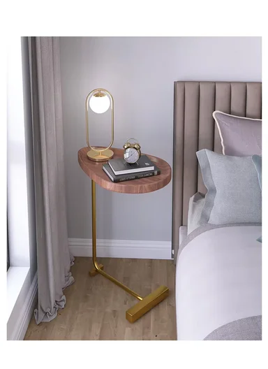 Small C-Shaped Coffee Table 3.4 Carbon Steel &amp; MDF, Space-Saving Mid-Century Modern Design