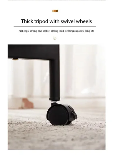 2-Layer Storage Table Carbon Steel, Lockable Wheels Durable &amp; Stylish Design