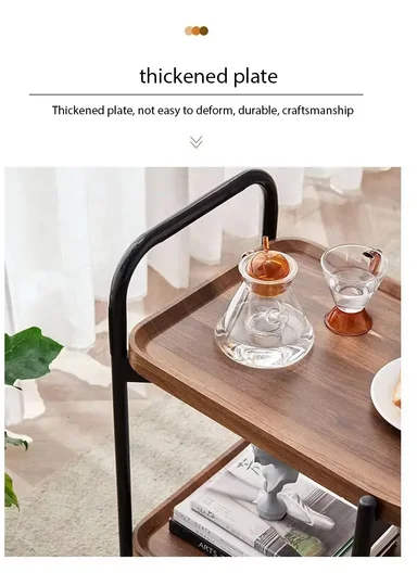 2-Layer Storage Table Carbon Steel, Lockable Wheels Durable &amp; Stylish Design