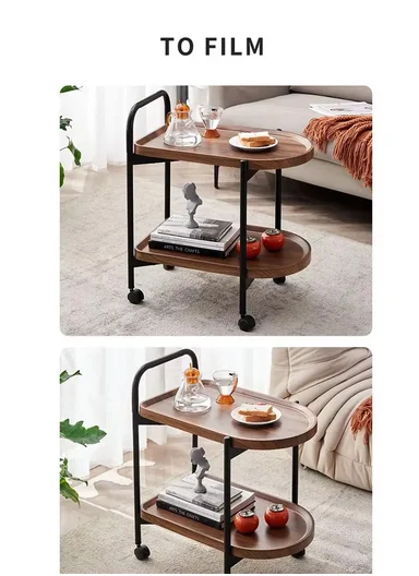 2-Layer Storage Table Carbon Steel, Lockable Wheels Durable &amp; Stylish Design