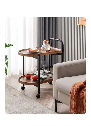 2-Layer Storage Table Carbon Steel, Lockable Wheels Durable &amp; Stylish Design