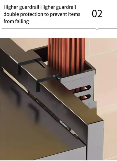 2-Layer Double Magnetic Doors Dish Cabinet, Dish Rack, Dish Drainer, Kitchen Cabinets (W42 x D27.5 x H43)cm - Black 