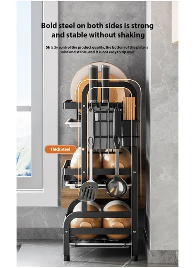 3-Layer Stainless Steel Dish Rack with Detachable Drainboard &amp; Cutlery Holder R3F (W53 x D22 x H60 cm)