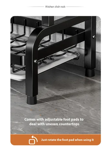 3-Layer Stainless Steel Dish Rack with Detachable Drainboard &amp; Cutlery Holder R3F (W53 x D22 x H60 cm)