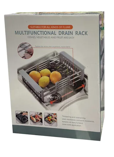 Stainless Steel Telescopic Fret Drying Rack, Organizer Rack for Utensils &amp; Storage Kitchen, Retractable Sink Holder 8819 (L30-44 x W22 x H9)cm