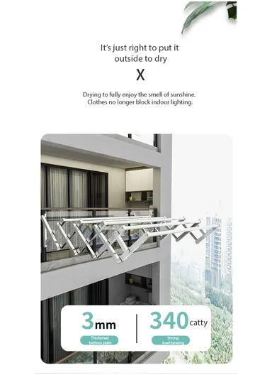 3-Tubes Wall-Mounted Folding Drying Rack, Space-Saving, Durable Stainless Steel with Dual Installation Options (W120 x D75 x H40)cm