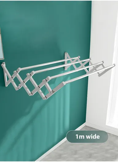 4-Tubes Wall-Mounted Folding Drying Rack, Space-Saving, Durable Stainless Steel with Dual Installation Options (W100 x D100 x H40)cm