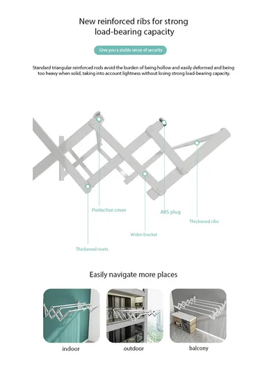 4-Tubes Wall-Mounted Folding Drying Rack, Space-Saving, Durable Stainless Steel with Dual Installation Options (W180 x D100 x H40)cm