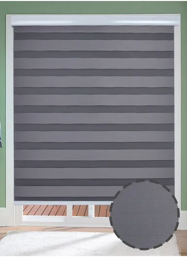 180x220cm Crease-Free Waterproof Full Blackout Polyester Fabric Roller Curtain - Dark Grey