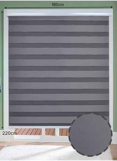 180x220cm Crease-Free Waterproof Full Blackout Polyester Fabric Roller Curtain - Dark Grey