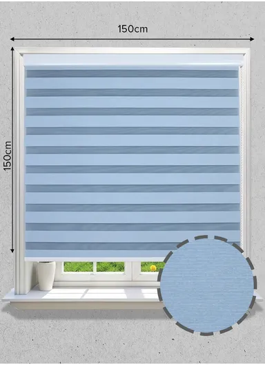 150x150cm Black Silk Crease-Free Waterproof Polyester Fabric Roller Zebra Curtain For Kitchen, Living Room, Bathroom, Office &amp; Other Occasions - Blue