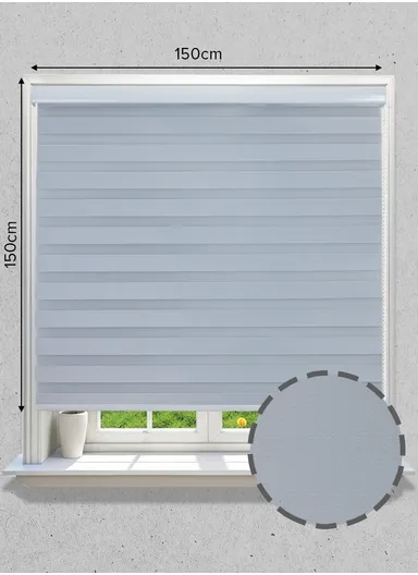 150x150cm High Shading Waterproof Polyester Fabric Roller Zebra Curtain For Kitchen, Living Room, Bathroom, Office &amp; Other Occasions - Silver