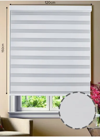 120x150cm Crease-Free Waterproof Full Blackout Polyester Fabric Roller Curtain - White