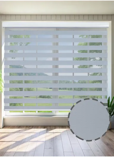 180x150cm High Shading Waterproof Polyester Fabric Roller Zebra Curtain For Kitchen, Living Room, Bathroom, Office &amp; Other Occasions - Silver