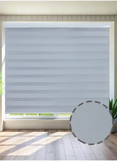 180x150cm High Shading Waterproof Polyester Fabric Roller Zebra Curtain For Kitchen, Living Room, Bathroom, Office &amp; Other Occasions - Silver