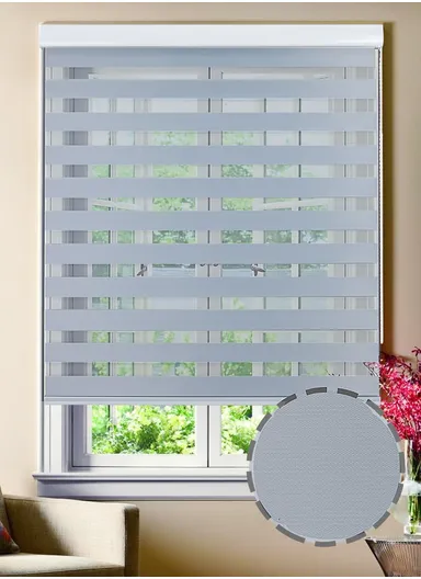 120x150cm High Shading Waterproof Polyester Fabric Roller Zebra Curtain For Kitchen, Living Room, Bathroom, Office &amp; Other Occasions - Silver