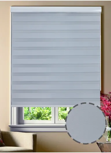 120x150cm High Shading Waterproof Polyester Fabric Roller Zebra Curtain For Kitchen, Living Room, Bathroom, Office &amp; Other Occasions - Silver