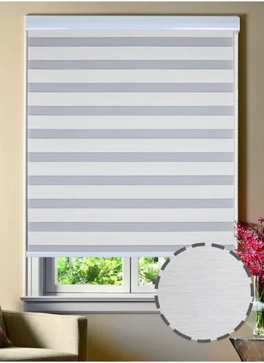 120x150cm Black Silk Crease-Free Waterproof Polyester Fabric Roller Zebra Curtain For Kitchen, Living Room, Bathroom, Office &amp; Other Occasions - Off-White