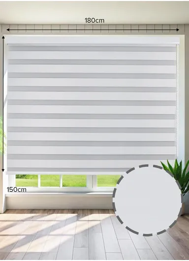 180x150cm Crease-Free Waterproof Full Blackout Polyester Fabric Roller Curtain - White