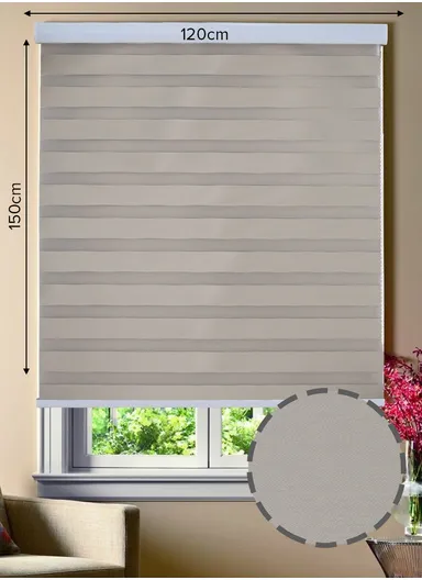 120x150cm High Shading Waterproof Polyester Fabric Roller Zebra Curtain For Kitchen, Living Room, Bathroom, Office &amp; Other Occasions - Beige