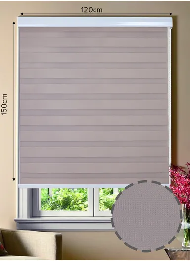120x150cm High Shading Waterproof Polyester Fabric Roller Zebra Curtain For Kitchen, Living Room, Bathroom, Office &amp; Other Occasions - Rose Beige
