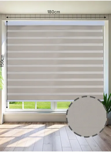 180x150cm High Shading Waterproof Polyester Fabric Roller Zebra Curtain For Kitchen, Living Room, Bathroom, Office &amp; Other Occasions - Beige