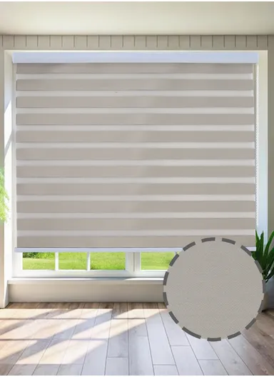 180x150cm High Shading Waterproof Polyester Fabric Roller Zebra Curtain For Kitchen, Living Room, Bathroom, Office &amp; Other Occasions - Beige