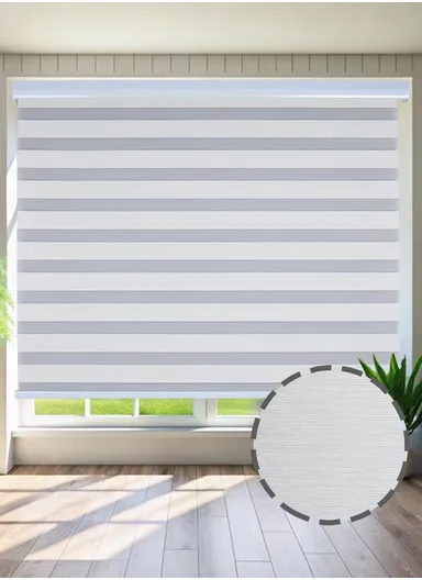 180x150cm Black Silk Crease-Free Waterproof Polyester Fabric Roller Zebra Curtain For Kitchen, Living Room, Bathroom, Office &amp; Other Occasions - Off-White