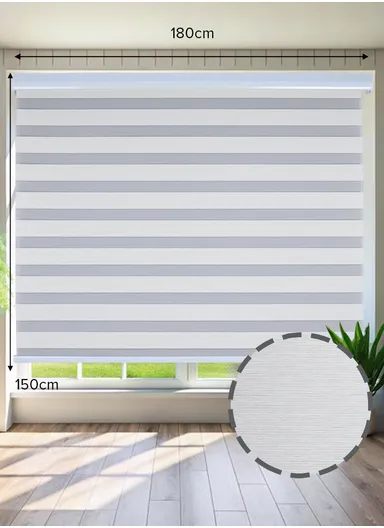 180x150cm Black Silk Crease-Free Waterproof Polyester Fabric Roller Zebra Curtain For Kitchen, Living Room, Bathroom, Office &amp; Other Occasions - Off-White