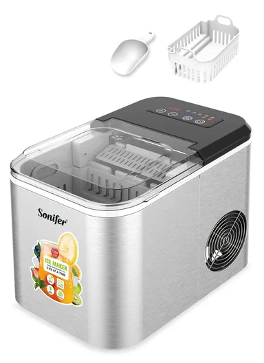 1.6L 130W Electric Ice Maker  9 Ice Cubes at a Time With Stainless Steel Housing Shell SF-6522 