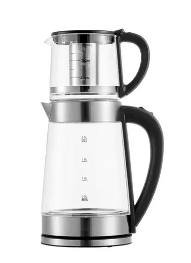 1500W 2L+1L Borosilicate Glass Electric Kettle &amp; Teapot with Infuser, Automatic Shut-Off &amp; 360-degree Swivel Base SF-2117 (W26 x D26 x H50)cm 