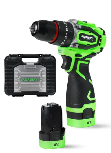 16.8V Portable Rechargeable 2-Speed Double Side Rotation Drill With Impact Drilling Function &amp; 2 Batteries AD-16T