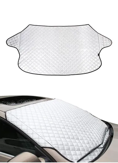 Winter Car Windshield Cover Aluminum Foil + Oxford Cloth Snow proof Frost proof Protective Cover (L110 x W145)cm